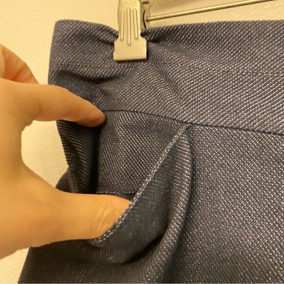 LOFT original wide boot cut leg navy blue Career Pants trouser tweed slacks -6 - Picture 4 of 13